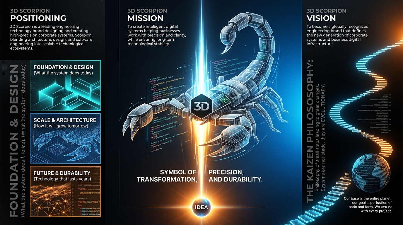 3D Scorpion Mission, Vision, Positioning